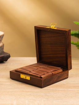 Настольная игра «Домино», 11×11.5×4 см, дерево шишам, латунь