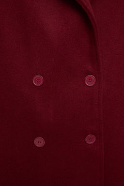 Bordo Oversize Genis Kesim Uzun Yunlu Kase Kaban TWOAW21KB0038
