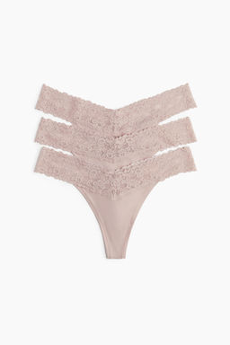 Pack de 3 bragas thong de microfibra y encaje - H&m фото 2
