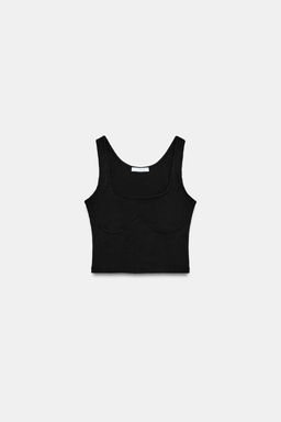 TOP CROP TIRANTES RIB / Negro - Zara фото 6