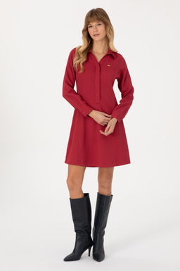 Kad_n Koyu Frambuaz Dokuma Elbise