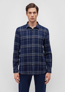 Kareli Lacivert Shirt - Mavi фото 3
