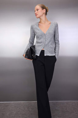 Gri Dantel Garnili Detayl? Triko H?rka TWOAW26HI00211 - Trendyolmilla фото 2