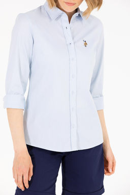 U. S. Polo Assn Женская голубая базовая рубашка с длинным рукавом - U.s. polo assn фото 4