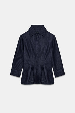 CAMISA DENIM PEPLUM ZW COLLECTION / Azul - Zara фото 6
