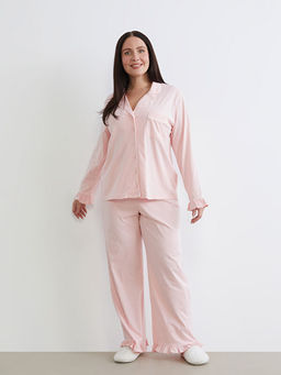 G?mlek Yaka Kad?n Pijama Tak?m?
