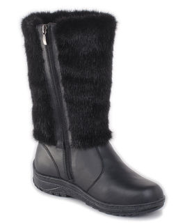 Унты женские на литой подошве. Черные., "Норка" черная. Молния.