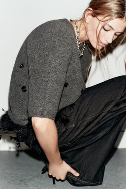 WOOL, SEQUIN AND FEATHER JUMPER - Zara фото 5