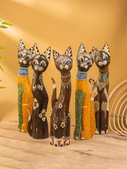 Сувенир «Кошка», 60×14×6 см, дерево, коричневый, МИКС