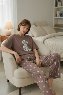 Е 20178/капучино,забавные пудели пижама жен