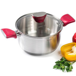 Кастрюля из нержавеющей стали Грейси 5,3л, д24см, h14см, s0,5мм, дно s4мм, стеклянная жаропрочная крышка, стальной обод, пароотвод, капсулированное дно, полировка внешняя - матовая, внутренняя - матовая, мерная шкала, бакелитовые ненагревающиеся ру - Домашняя мода фото 4