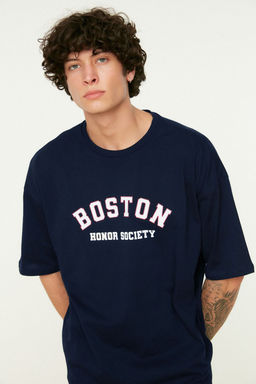 TRENDYOL MAN Lacivert K?sa Kol Bask?l? T-Shirt TMNSS21TS1217 - Trendyolmilla фото 4