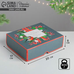 Цена за 5 шт. Упаковка для кондитерских изделий «С Новым годом!», 20×17×6 см
