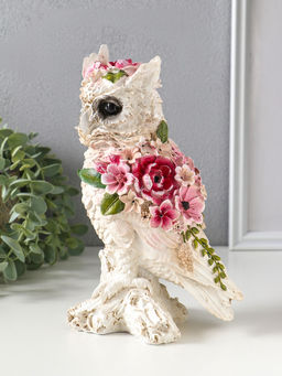 Фигура полистоун «Белая сова в цветах», 13×10×22 см