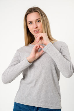 Лонгслив женский из рибаны Серый меланж - Амадэль фото 8