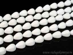 Бусины из агата белого капля с гранями 12*16мм, 39см, 25 бусин Радуга камня