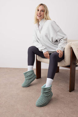 Yesil Pelus Kad?n Panduf Ev Botu TAKAW26ER00013