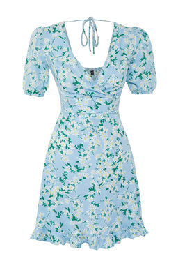 Mavi Cicekli A Kesim Mini Dokuma Elbise TWOSS25EL00655 - Trendyolmilla фото 5