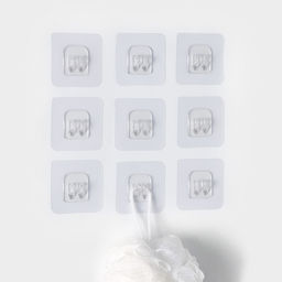 Цена за 3 шт. Крючки для полок самоклеящиеся, 5.6×5.6 см, 10 шт., прозрачная основа