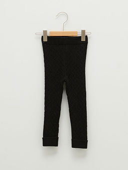 Beli Lastikli Kendinden Desenli K?z Bebek Triko Tayt