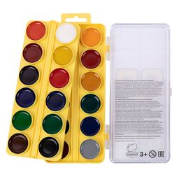 Краска акварель Лео Играй медовые, без кисти (классическая двухъярусная) в пластиковой упаковке с европодвесом LPW-0224 24 цв  фото 4