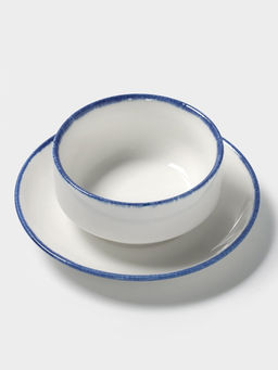 Бульонница с блюдцем Magistro Blue Lagoon, 300 мл, фарфор, белая  фото 2