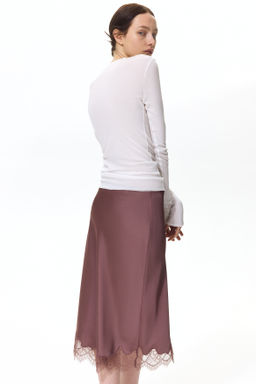 Falda lencera con ribete de encaje - H&m фото 6