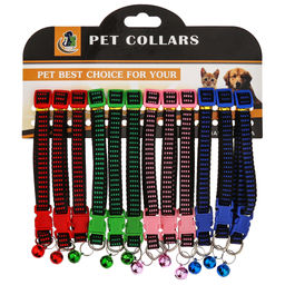 Пэт тойс (Pet toys) Ошейник универсальный Штрих 1х31см, пластмассовая застежка, с бубенчиком, полиэстер, на картоне, цвета микс (Китай)  фото 2