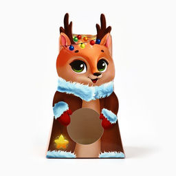 Цена за 5 шт. Коробка новогодняя складная с окном «Оленёнок», 9×16.5×6 см