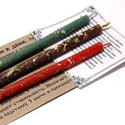 Набор свечей с травами Процветающий дом Защита денежной энергии в доме ромашка, дикая яблоня, золототысячник, зверобой, амарант, сирень 18см - Miro фото 4