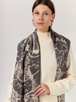 в СОСТАВЕ ШЕРСТЬ и КАШЕМИР Большой, мягкий, теплый однотонный двусторонний палантин. - Tantino фото 3