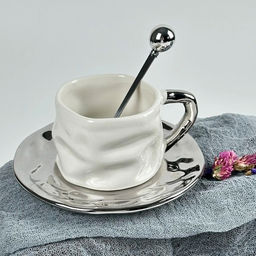 Чашка 210мл с блюдцем и ложкой в под.уп. Фарфор арт.164-031 /LENARDI/