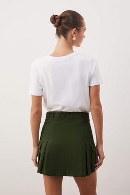 Haki Kargo Cepli Dokuma Etek Gorunumlu Sort TWOSS23SR00041