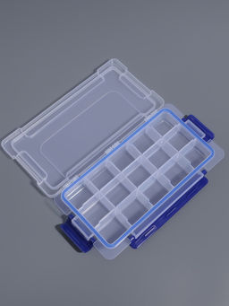 Цена за 3 шт. Органайзер для хранения мелочей, с подвесом, 15 ячеек, 23×12×3.5 см, прозрачный, синий