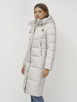 Пальто зимнее MTFORCE 9636_1B женское утепленное стеганное бежевое  фото 7