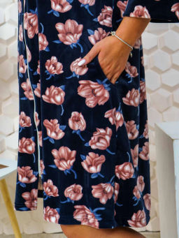 Халат женский, цвет синий розовый