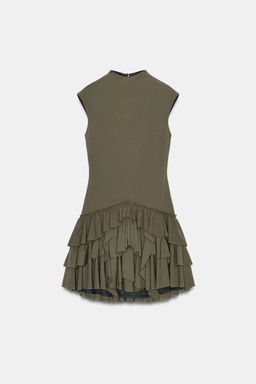 VESTIDO CORTO VOLANTES / Khaki - Zara фото 6