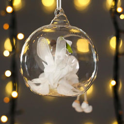 Цена за 4 шт. Фигурка - подвеска «Фея-бабочка, в юбке лепестке пушок, в шарике», ёлочная игрушка, 9×8×10 см