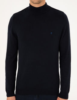 Lacivert Slim Fit Yar_m Bal_k__ Yaka Basic Triko Kazak - Pierre cardin фото 6