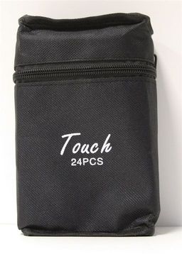 Набор скетчмаркеров двухсторонних 24цв. 1-7мм (092-24/7877/No name) спирт. основа, черный 4-гран. корпус, сумка на молнии