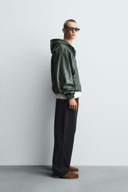 HOODED LEATHER EFFECT JACKET - Zara фото 4