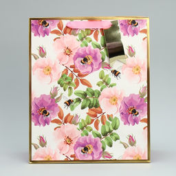 Пакет подарочный с шильдиком Нежные цветы, 30.5 х 25.4 х 12.7 см - Дарите счастье фото 2