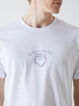 Bisiklet Yaka K?sa Kollu Bask?l? Penye Erkek Ti??rt