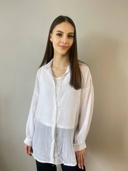 K11679 Комплект: Майка и Рубашка OVER SIZE БЕЛЫЙ