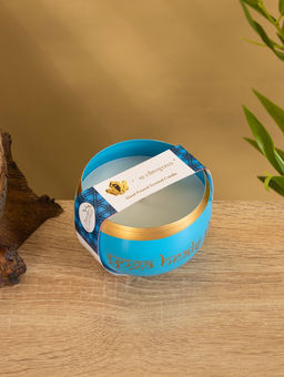 Свеча в чаше Yoga heal the soul, 200 г, 8.5×7 см, соевый воск, голубая