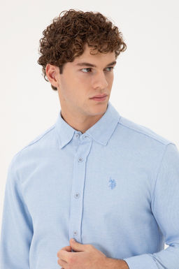 Мужская голубая рубашка с длинным рукавом - U.s. polo assn фото 2