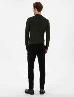 Siyah Slim Fit Pamuk Kar___ml_ Kanvas Pantolon