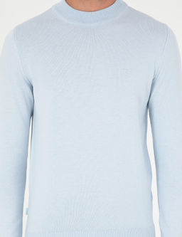 A__k Mavi Slim Fit Yar_m Bal_k__ Yaka Basic Triko Kazak - Pierre cardin фото 6