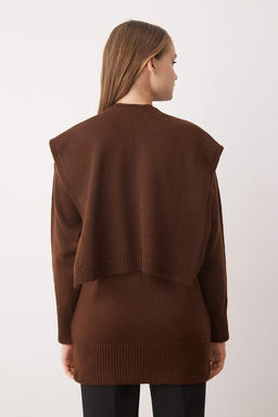 Kahverengi Sal Yaka Detayl? Triko Kazak TCTAW26AK00021 - Trendyolmilla фото 4