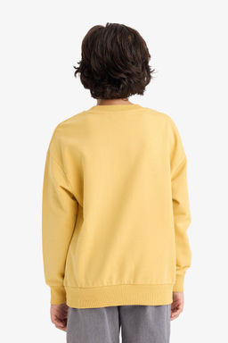 %100 Pamuk Oversize Geni_ Kal_p Bask_l_ Sweatshirt Erkek _ocuk - Defacto фото 5